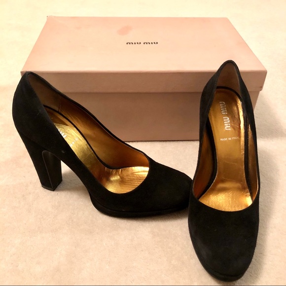 Miu Miu Black Suede Pumps - Picture 1 of 7